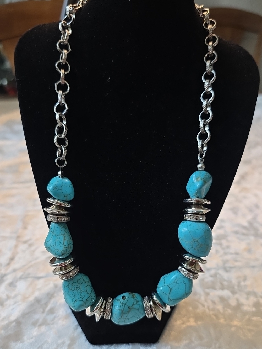 Paparazzi Stunningly Stone Age Faux Turquoise Statement Boho Chic Necklace